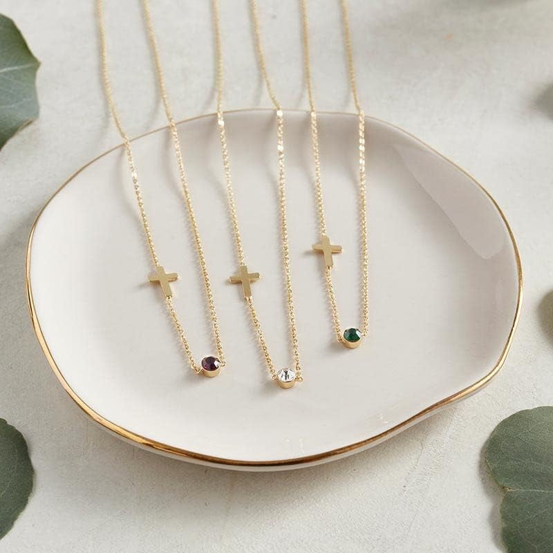 CADENA DELICADA CON CRUZ Y GEMA