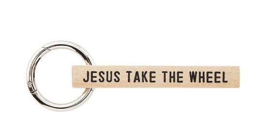 LLAVERO EN MADERA: JESÚS TAKE THE WHEEL