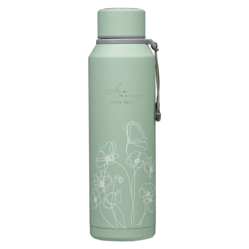 BOTELLA DE AGUA DE ACERO INXIDABLE: "HIS MERCIES NEVER FAIL