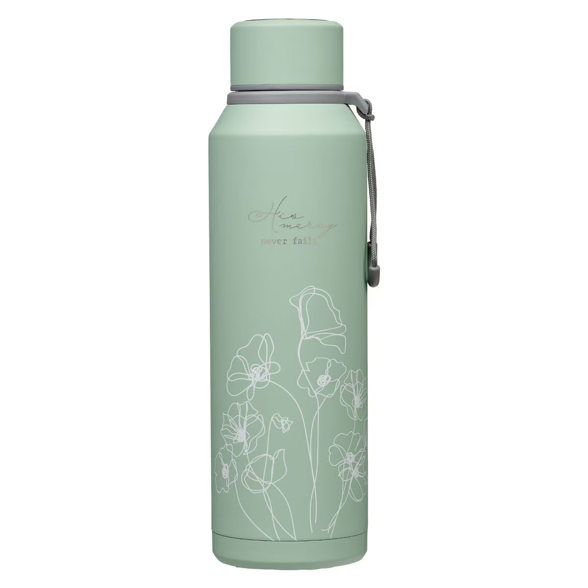 BOTELLA DE AGUA DE ACERO INXIDABLE: "HIS MERCIES NEVER FAIL