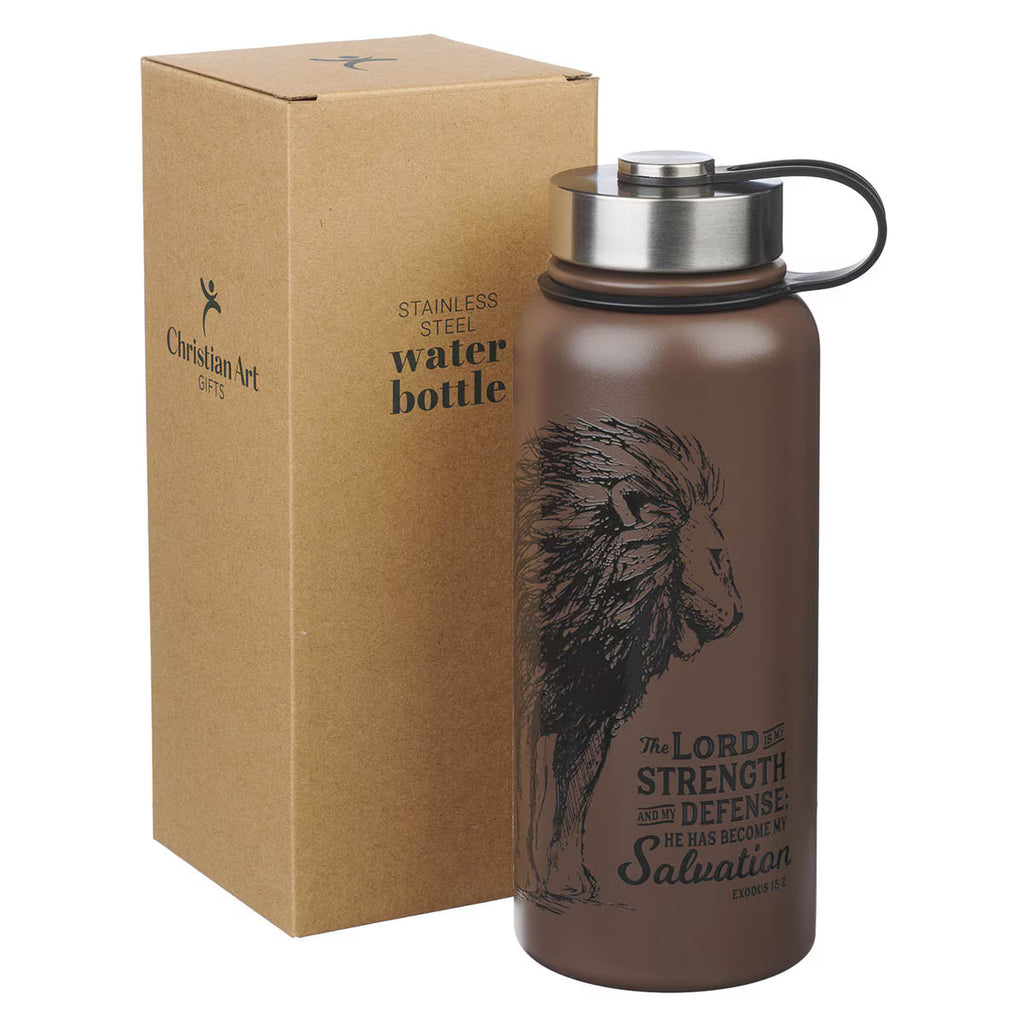BOTELLA DE AGUA DE ACERO INOXIDABLE: "THE LORD IS MY STRENGTH