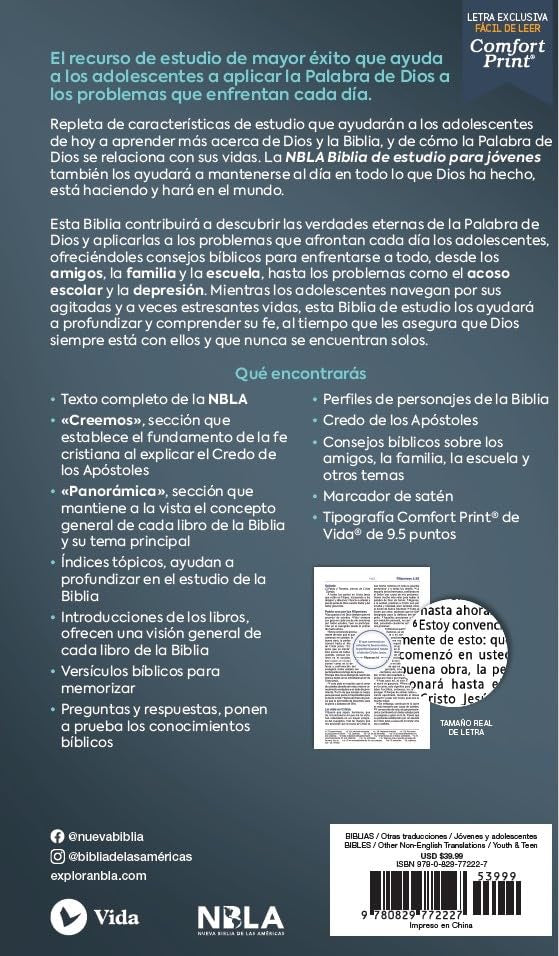 NBLA: BIBLIA DE ESTUDIO PARA JÓVENES