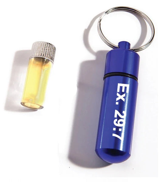 LLAVERO DE METAL AZUL  CON ACEITE DE UNCIÓN