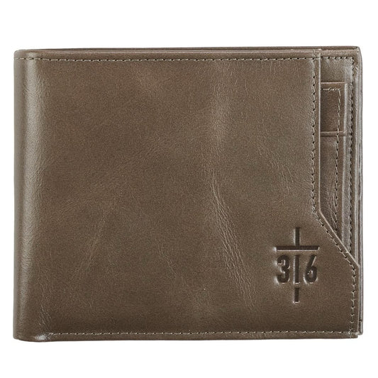 CARTERA DE CUERO PREMIUM: JOHN 3:16 CROSS