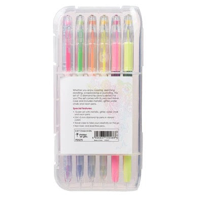 ASSORTED GEL PEN SET: 12PC