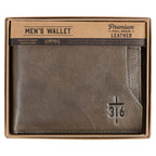 CARTERA DE CUERO PREMIUM: JOHN 3:16 CROSS