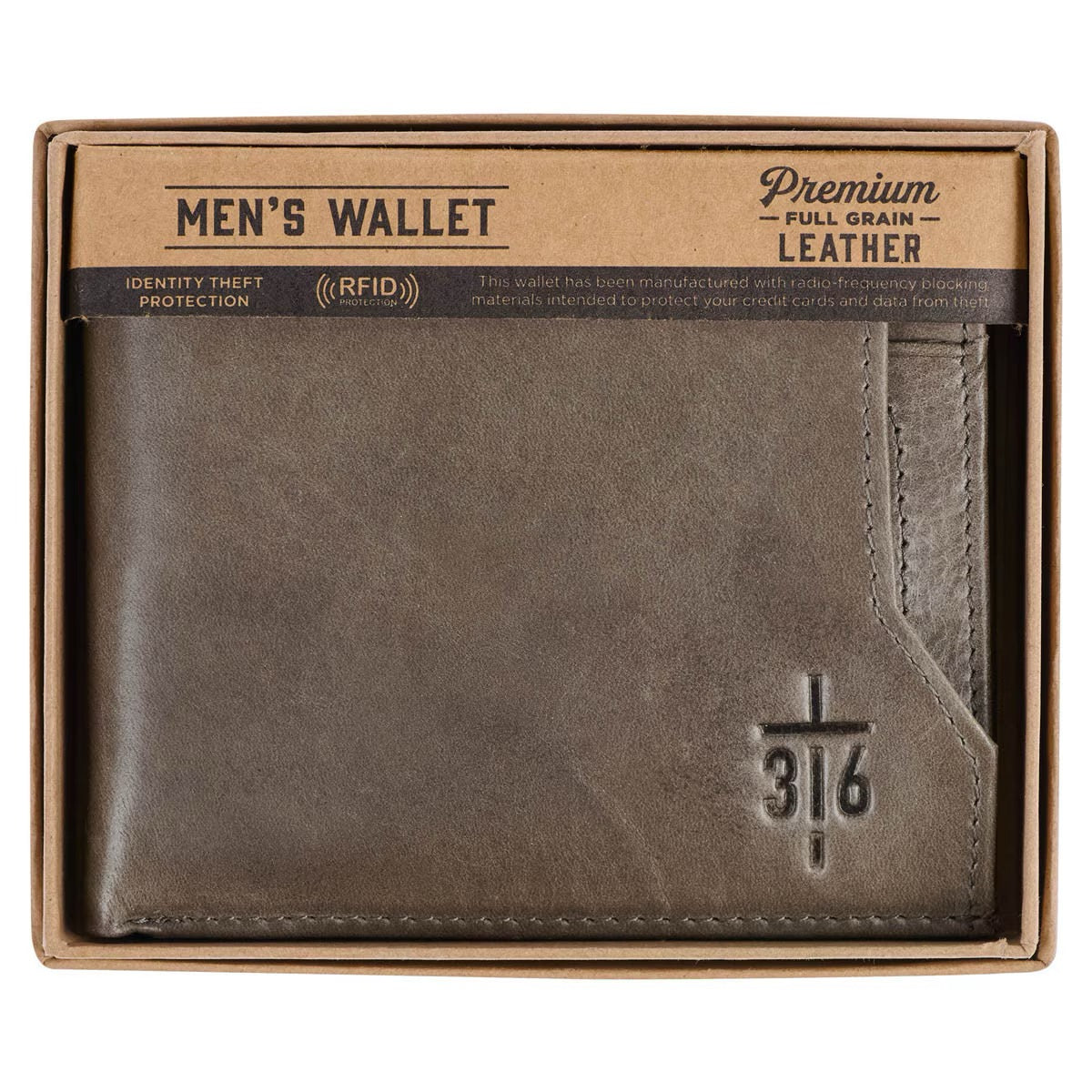 CARTERA DE CUERO PREMIUM: JOHN 3:16 CROSS