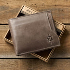 CARTERA DE CUERO PREMIUM: JOHN 3:16 CROSS