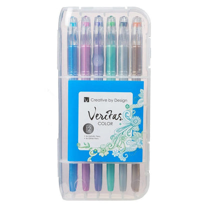 METALIC & GLITTER GEL PEN SET (12PC)