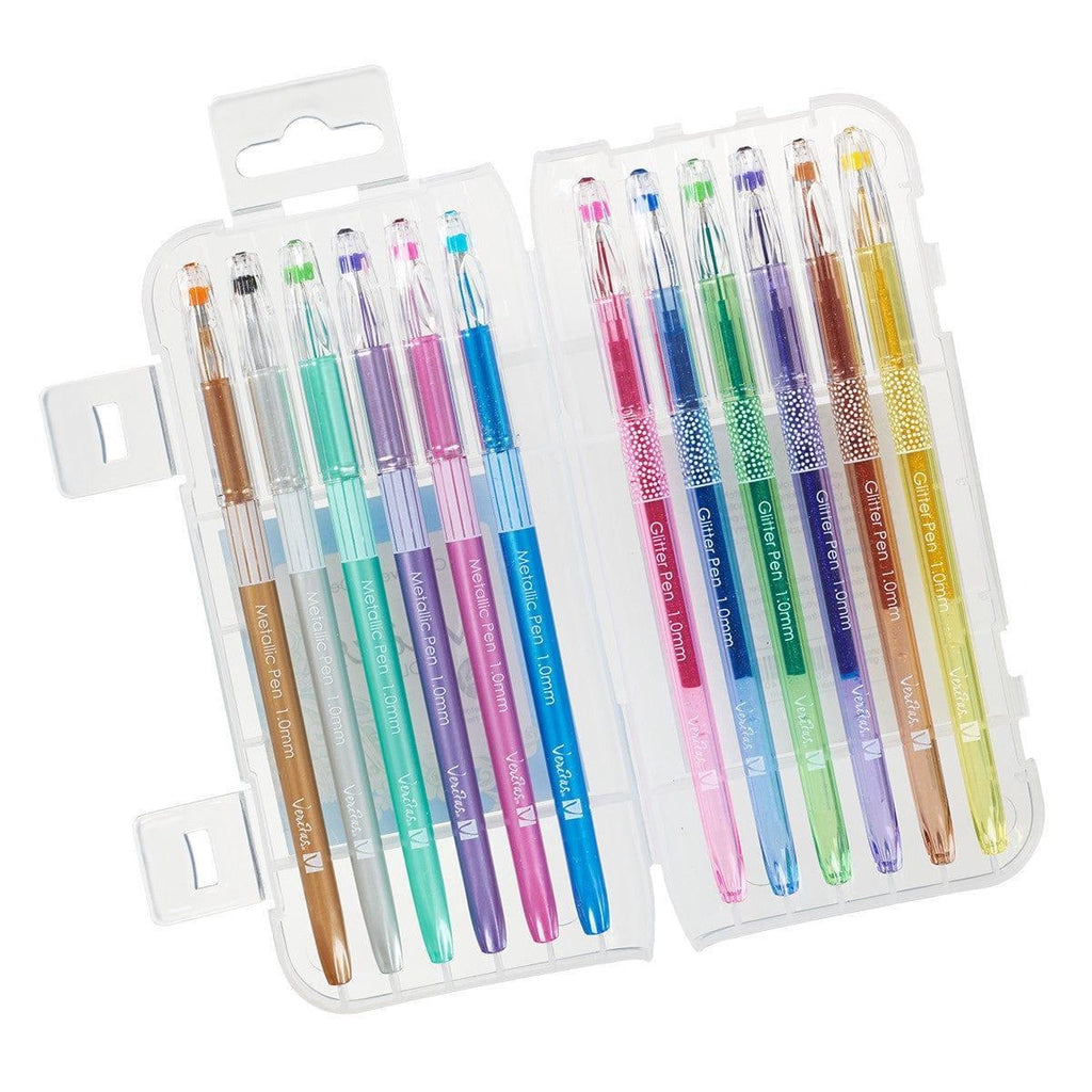 METALIC & GLITTER GEL PEN SET (12PC)